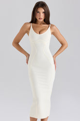 The Hourglass Ivory Midi Bandage Dress
