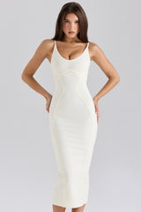 The Hourglass Ivory Midi Bandage Dress