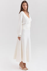 Rowan Ivory Wool Balloon Sleeve Wrap cardigan