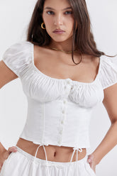 Kitty White Gathered Top
