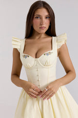 Sisi Lemon Cotton Embroidered Mini Dress