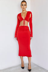 RegentMistress Rocks Red Jersey Midi Skirt - SALE