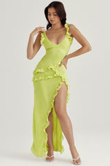 Pixie Lime Ruffle Maxi Dress
