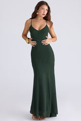 Sacha Forest Green Georgette Panelled Maxi Dress