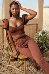 Lavanna Cocoa Puff Sleeve Cropped Top
