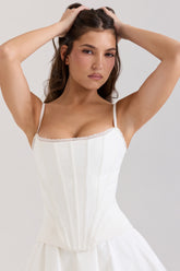 Cadie White Cotton Corset Top