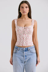 Chicca White Rosebud Print Top
