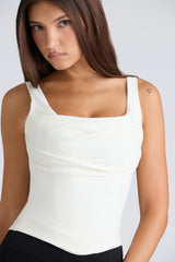 The Drape Neck Ivory Corset Top