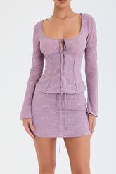 Mistress Rocks Elderberry Embroidered Mini Skirt - SALE