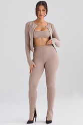 Mitzi Taupe Ribbed Knit Leggings - SALE
