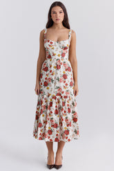 Elia Italian Rose Print Cotton Midi Sundress