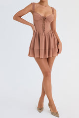 Mistress Rocks Cinnamon Lace Up Mini Dress - SALE