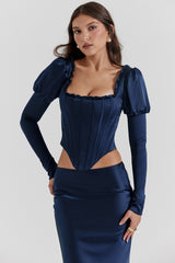 Dana Navy Puff Sleeve Corset