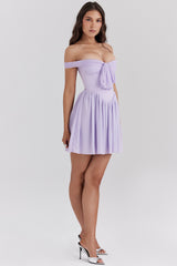 Soleil Orchid Off Shoulder Mini Dress