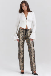 Serina Snake Print Vegan Leather Trousers