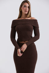 Saffron Chocolate Soft Boucle Knit Top - SALE