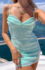 Honey Aqua Sequin Mini Dress