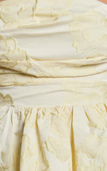 Laure Mini Dress Strapless Jacquard Dress in Lemon