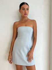 Sir Sandrine Strapless Mini Dress in Ice Blue