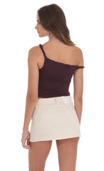 Overlap Button Denim Skirt in Cream