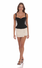 Ruched Flare Top in Black