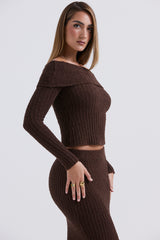 Saffron Chocolate Soft Boucle Knit Top - SALE