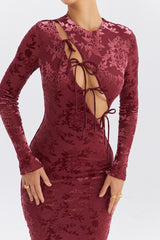 Mistress Rocks Mahogany Devore Midi Dress - SALE