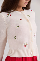 Evelina Cream Wool Embroidered Cardigan
