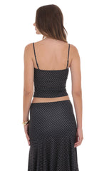 Polka Dot Ruched Bust Top in Black