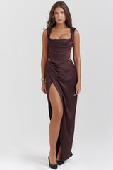 Vesper Rich Brown Maxi Skirt