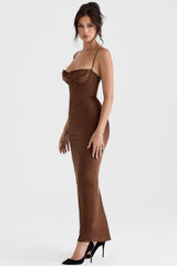 Charmaine Chocolate Corset Maxi Dress