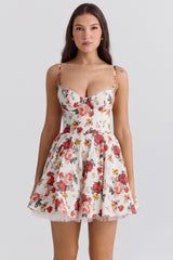 Minimoiselle Italian Rose Print Tulle Mini Dress