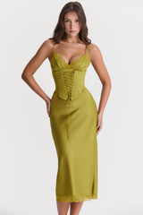Salma Chartreuse Satin Slip Dress
