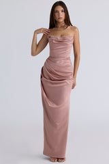 Adrienne Blush Satin Strapless Gown