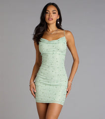 Sweet Luxe Rhinestone And Pearl Mesh Mini Dress