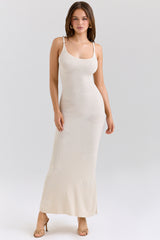 Dara Ecru Rose Embroidered Maxi Dress