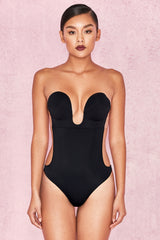 Plunge Self Adhesive Backless Bodysuit - Black