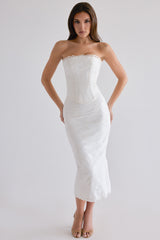 Livie White Cotton Broderie Strapless Corset Top