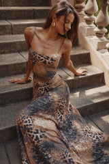 Seren Leopard Hand Beaded Embellished Maxi Dress