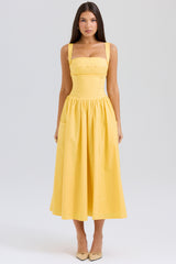 Vivien Apricot Cotton Midi Sundress
