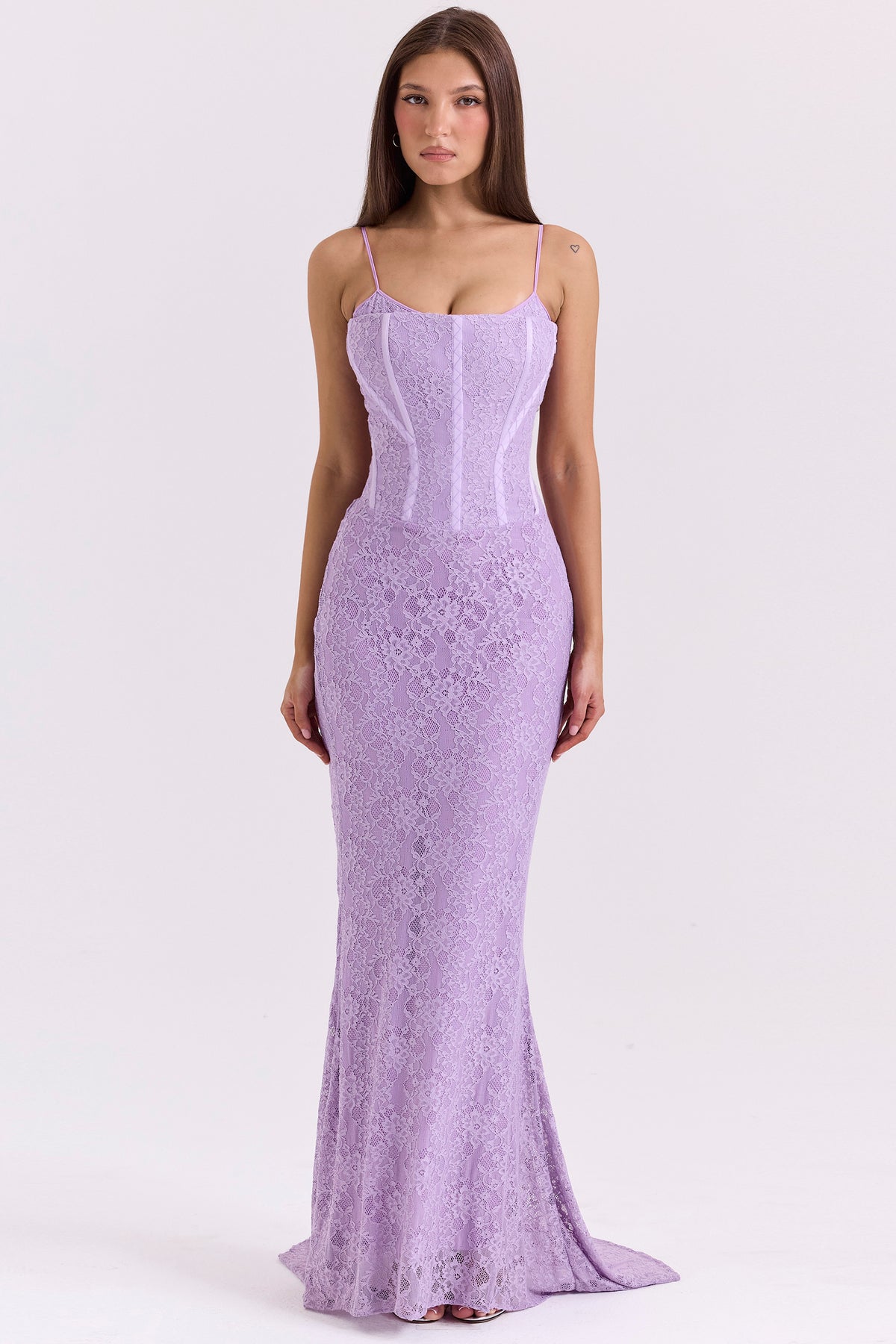 Antonina Orchid Lace Corset Maxi Dress