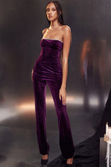 Mistress Rocks Aubergine Velvet Trousers - SALE