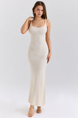 Dara Ecru Rose Embroidered Maxi Dress