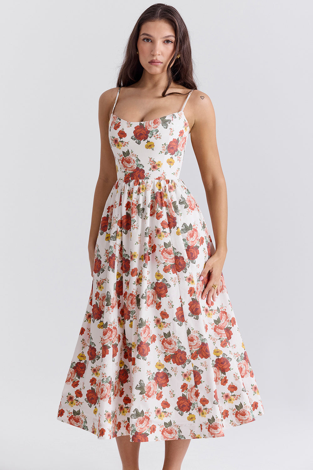 Lolita Italian Rose Print Cotton Corset Sundress