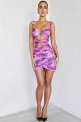 VistaMistress Rocks  Pink Print Cutout Mini Dress - SALE