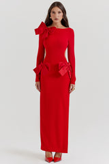 Lavele Red Bow Maxi Dress