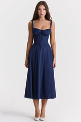 Carmen French Navy Bustier Sundress