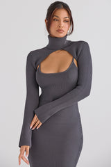 Meliora Charcoal Knit Midi Dress - SALE