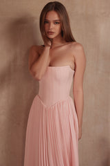 Marci Pink Pleated Midi Corset Dress