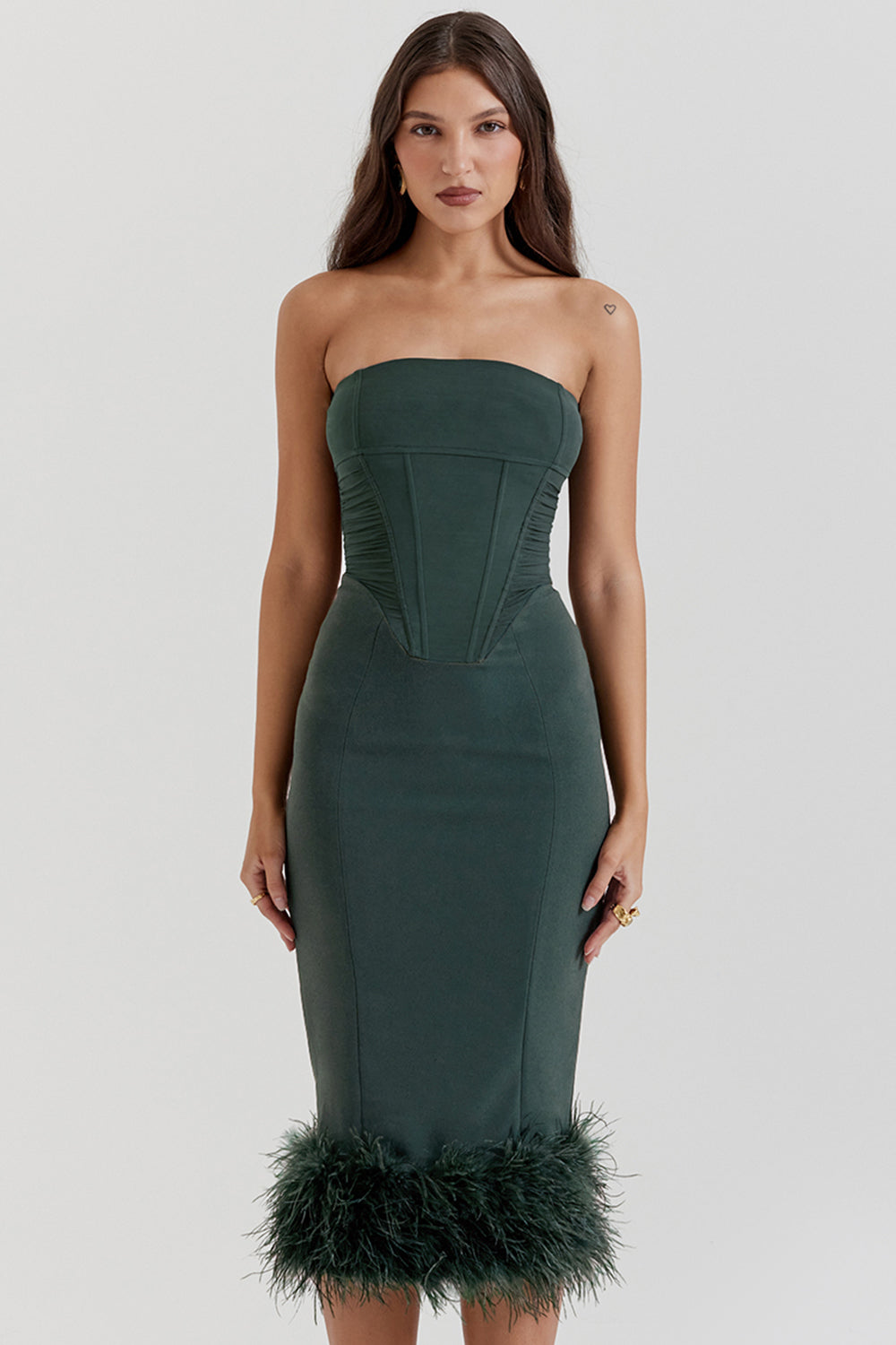 Fionula Emerald Green Strapless Corset Dress